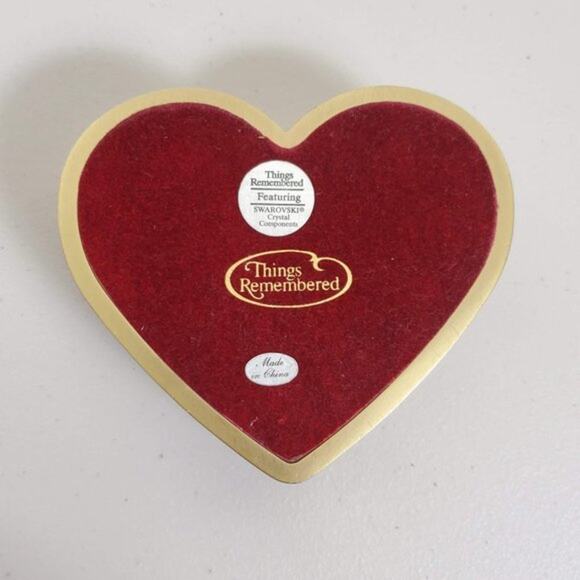 Things Remembered Heart Keepsake Box Gold Velvet Lined Jewelry Valentine Gift - Picture 9 of 12